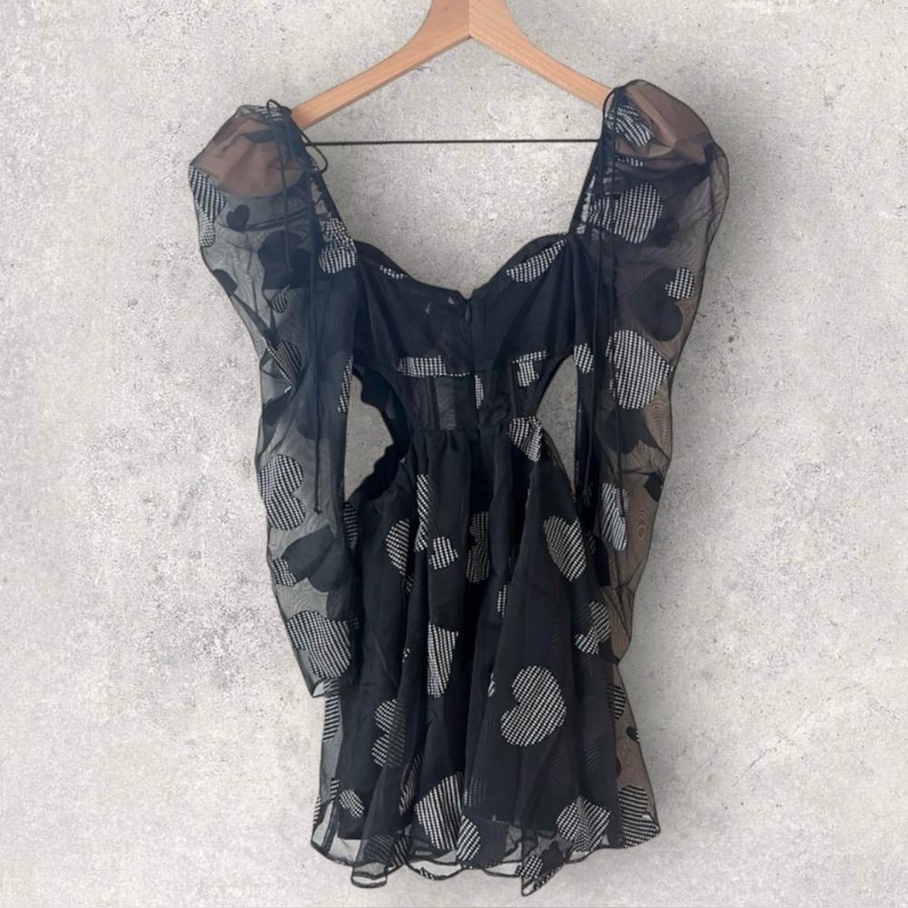 For Love & Lemons Alexandra Heart Mini Dress Mesh Cutout Size XS - Picture 13 of 16